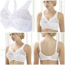 Glamorise 40B MAGIC-UPLIFT  45 Bra Gorgeous Embroidery FULL-FIGURE White NEW