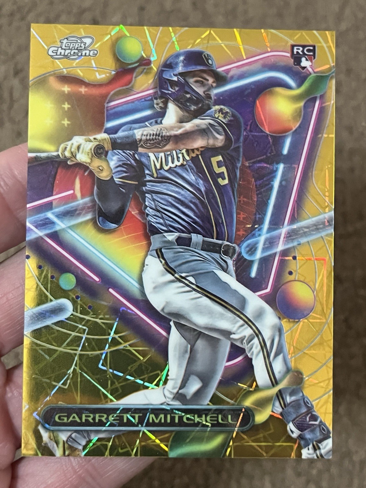 2023 Topps Cosmic Chrome #154 Garrett Mitchell Gold Refractor #/50 RC