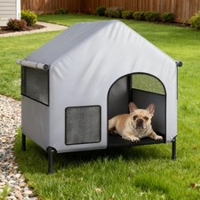 Outdoor Dog House Bed Small Large Dogs Weatherproof 600D PVC Canopy Breathable