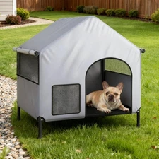 Outdoor Dog House Bed Small Large Dogs Weatherproof 600D PVC Canopy Breathable