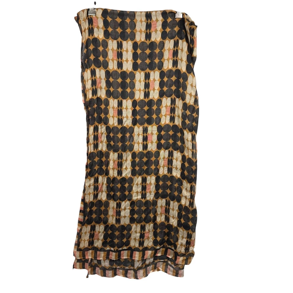 Vismaya Anthropologie Sarong Bufanda Rayón Negro Marrón Beige Estampado de Puntos 72"X38" Foto 4 de 4