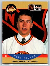 1990-91 Pro Set #402 Petr Nedved Vancouver Canucks Rookie Hockey Card. rookie card picture