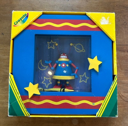 Rare!! VTG Crayola Shadowbox Yellow/Dandelion Robot 2003 DAMAGED SEE PHOTOS
