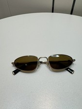 Slim Oval Sunglasses Gold Metal Frame Brown Tint Lens UV400 Women Eyewear New