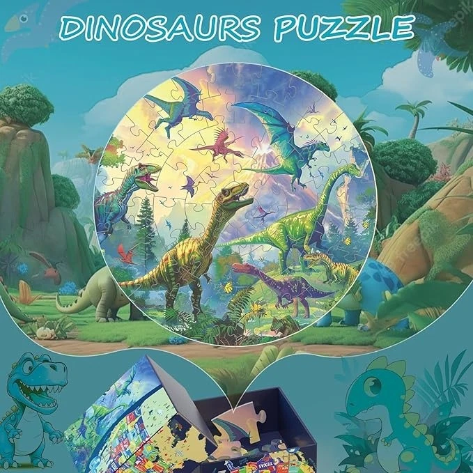 Rompecabezas de bloques de dinosaurios de madera para niños de 3 a 5 años con rompecabezas de libro para bebés EE. UU. Foto 3 de 4