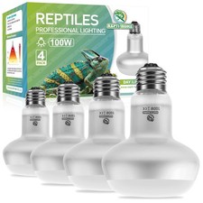Reptile Heat Lamp 4Pack 100W, Intense Basking Spot Light Bulb with UVA, Simul...