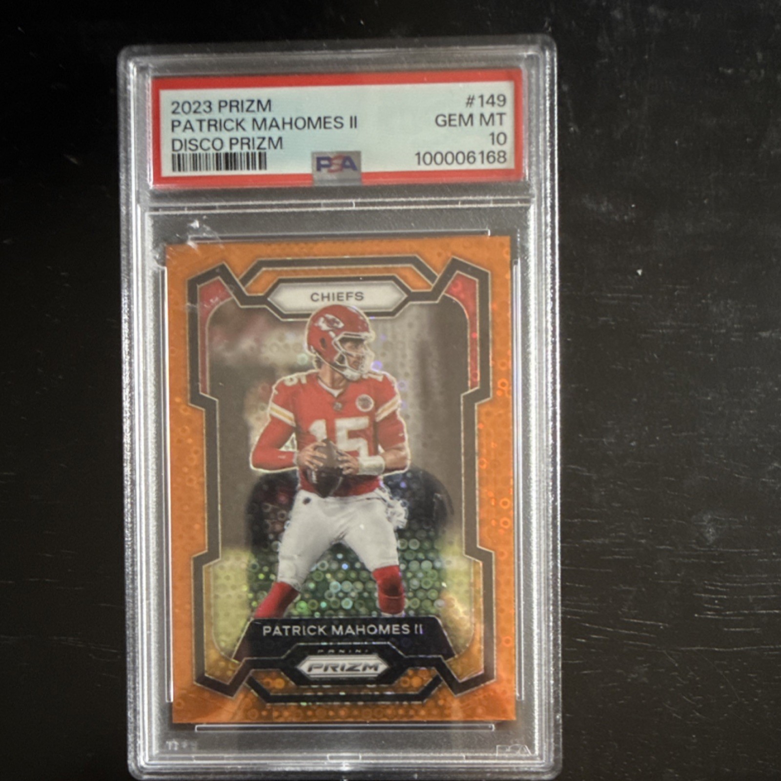 Panini Prizm 2023 Patrick Mahomes II #149 Disco Prizm PSA 10 Kansas City Chiefs
