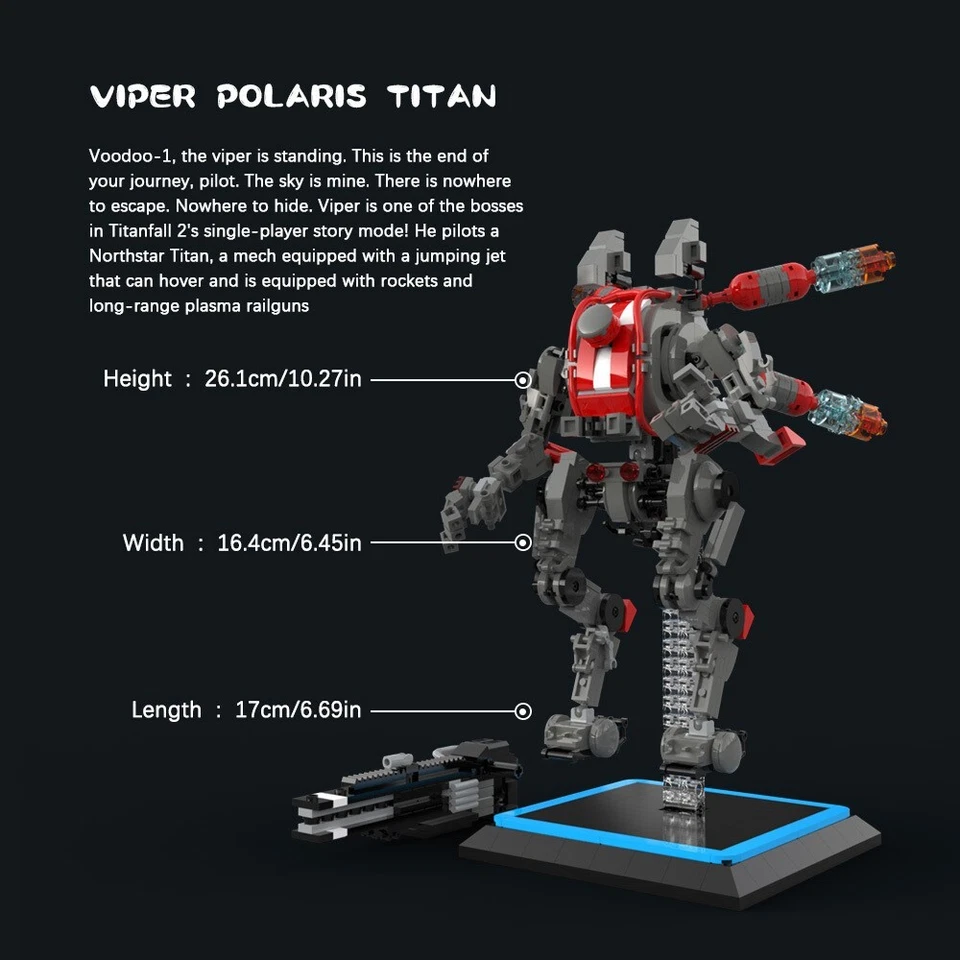 MOC Game Characters Titanfall 2 Viper's Northstar Titan Mech Robots Building Kit - Image 2 of 4