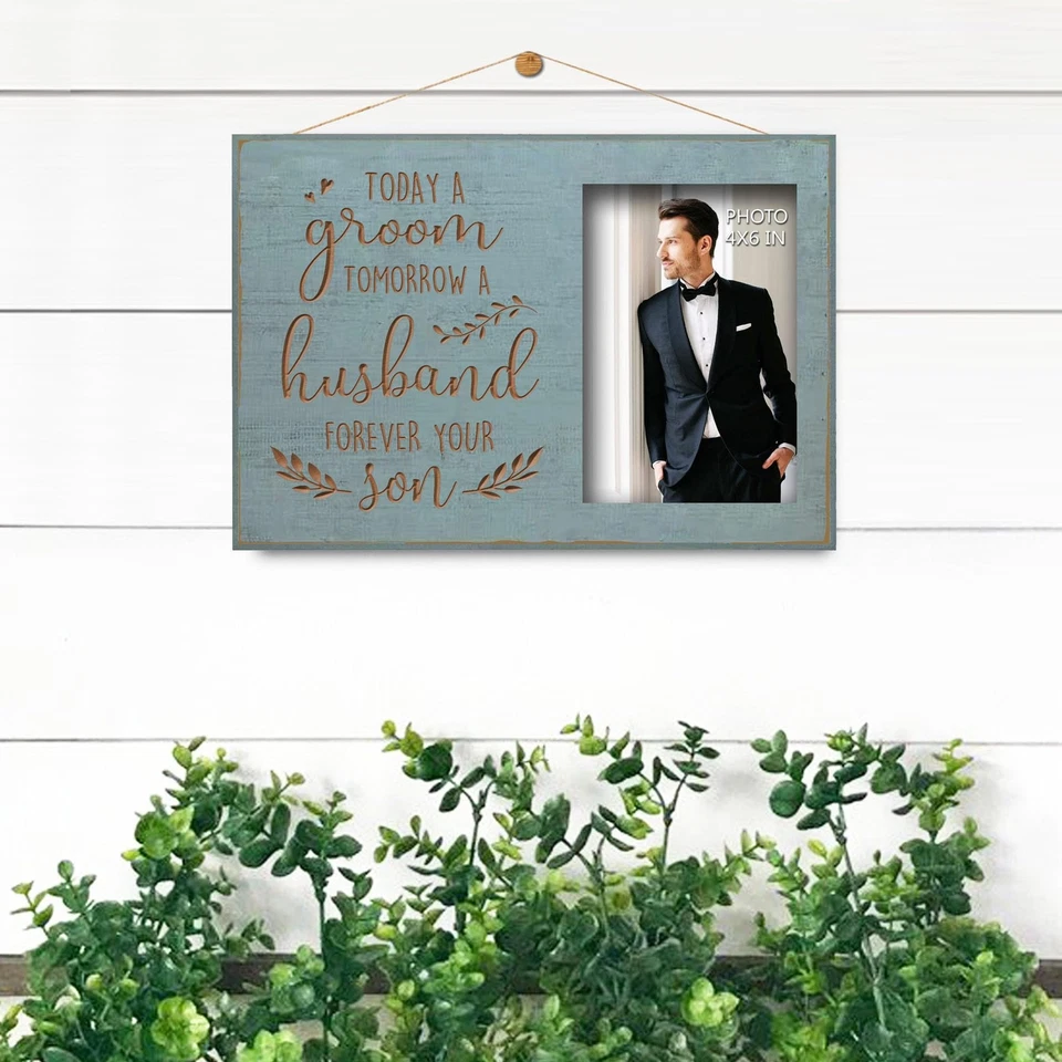 Today A Groom,Tomorrow A Husband,Forever Your Son Carved Picture Frames - Eng... - Image 3 of 4
