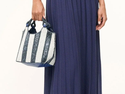 STAUD COTE BEADED BAG BRETON STRIPE MSRP$395 French Chic - Picture 11 of 22