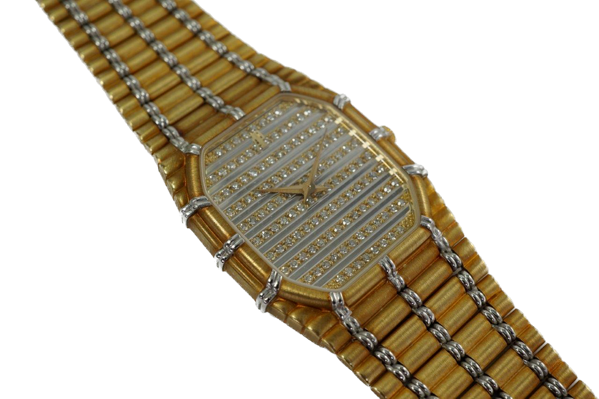 Audemars Piguet 18k White and Yellow Gold Bamboo Pavé Dial Mint c