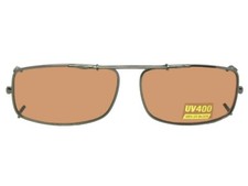 Slim Rectangle Non Polarized Amber Clip-on Sunglasses