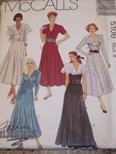 McCALL'S 5106 - LADIES CUTE FLOOR or TEA LENGTH "V" NECKLINE DRESS PATTERN 8 FF