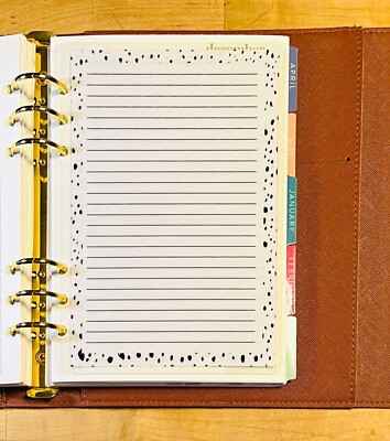 Lined Notes Lists Dashboard Insert 4 use with ErinCondren A5 Ring Agenda-