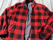 VTG Carter's Reversible Jacket Buffalo Plaid Wool w/ Gray Hunters Coat Adult M