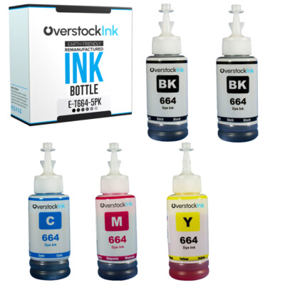 OSI Compatible Epson T664 Ink Bottles 5PK for Expression ET-4500 4550 2500 2550
