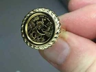 14K Yellow Gold FN CHINESE PANDA BEAR COIN Beauty Vintage Wedding Gold Ring