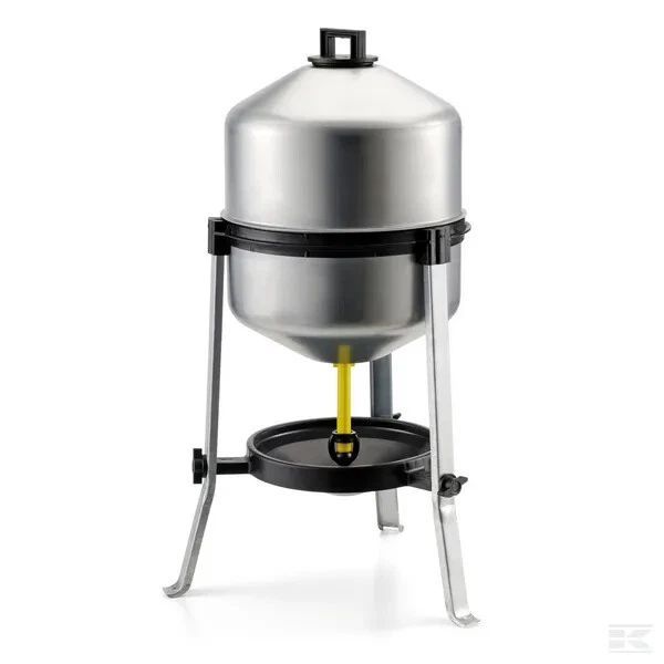 POULTRY TRAP DRINKER 30L Gravity Galvanised Chicken Hens 30 Birds Tripod Stand