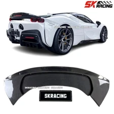 Fits Ferrari SF90 Carbon Fiber Plain Weave NEW Style Rear Trunk Spoiler Wing