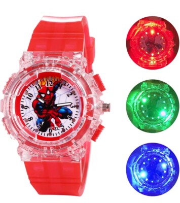 Super Hero Spiderman Kids Watch LED Flashing Multicolor Lights
