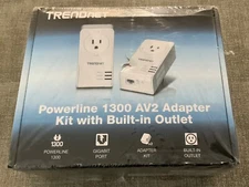 TRENDnet TPL-423E2K Powerline 1300 AV2 Adapter Kit with Built In Outlet NEW