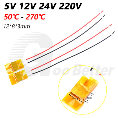 PTC Heizplatte 5V 12V 24V 220V Heizelement Thermostat Heizung Platte 12x8x3mm