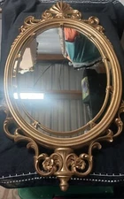 Vintage Syroco Gold Baroque Rococo Hollywood Regency Oval Wall Mirror