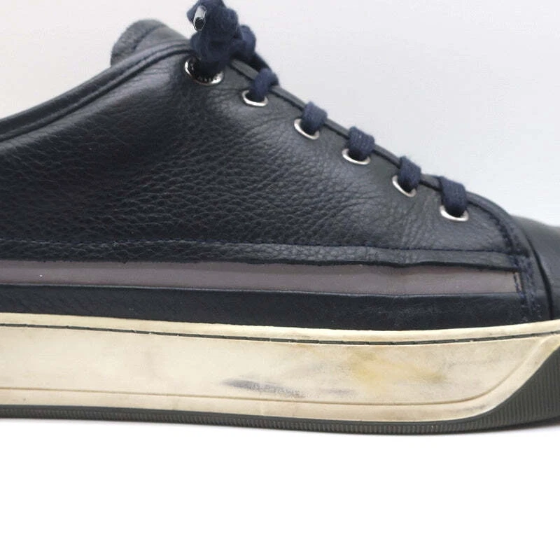 Lanvin Reflective Stripe Low Top Sneakers Navy Leather Size 9 - Image 3 of 4