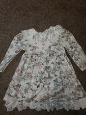 LITTLE GIRLS YOUNGLAND SZ 4 VINTAGE PRAIRIE PARTY DRESS ROSES LACE