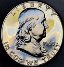 ⭐️1963⭐️90% SILVER PROOF FRANKLIN⭐️MIRRORS LIKE LIQUID GLASS GEMBU BEST EVER