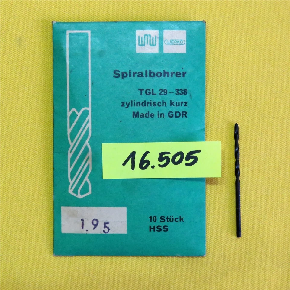 WERKÖ WMW HSS Spiralbohrer Ø 1,95 mm - zylindrisch kurz - Werkö DDR - L 49 mm Typ N Bohrer