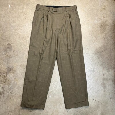 Vintage George Plaid Pleated trousers old money mens 34