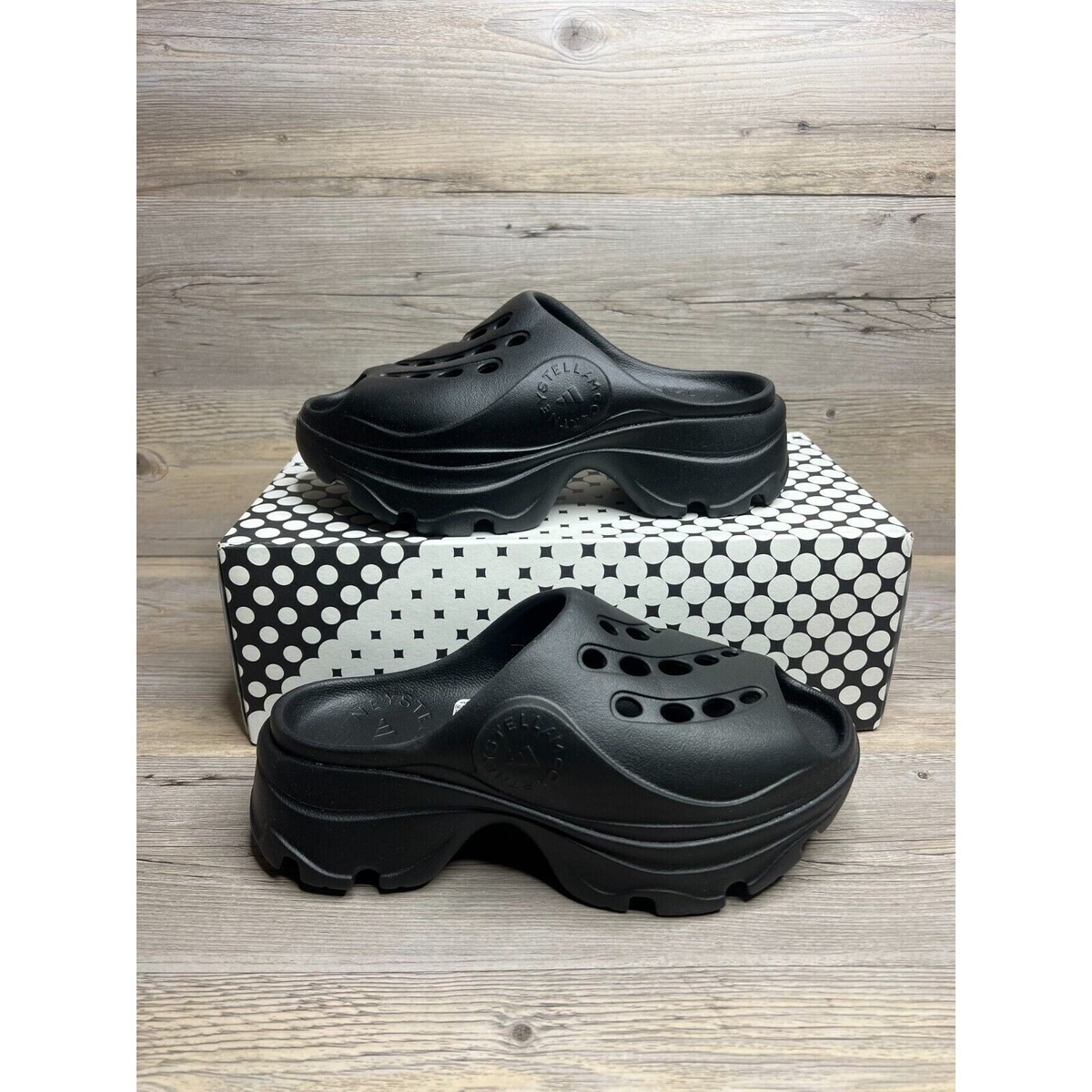 adidas Stella McCartney x Clog Womens Size 8 Triple Black GW2050