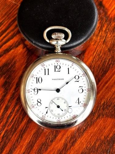 Solid 1917 Waltham 12 Size 15J Grade 220 Nickel/Silver Case Nice Dial Runs Great
