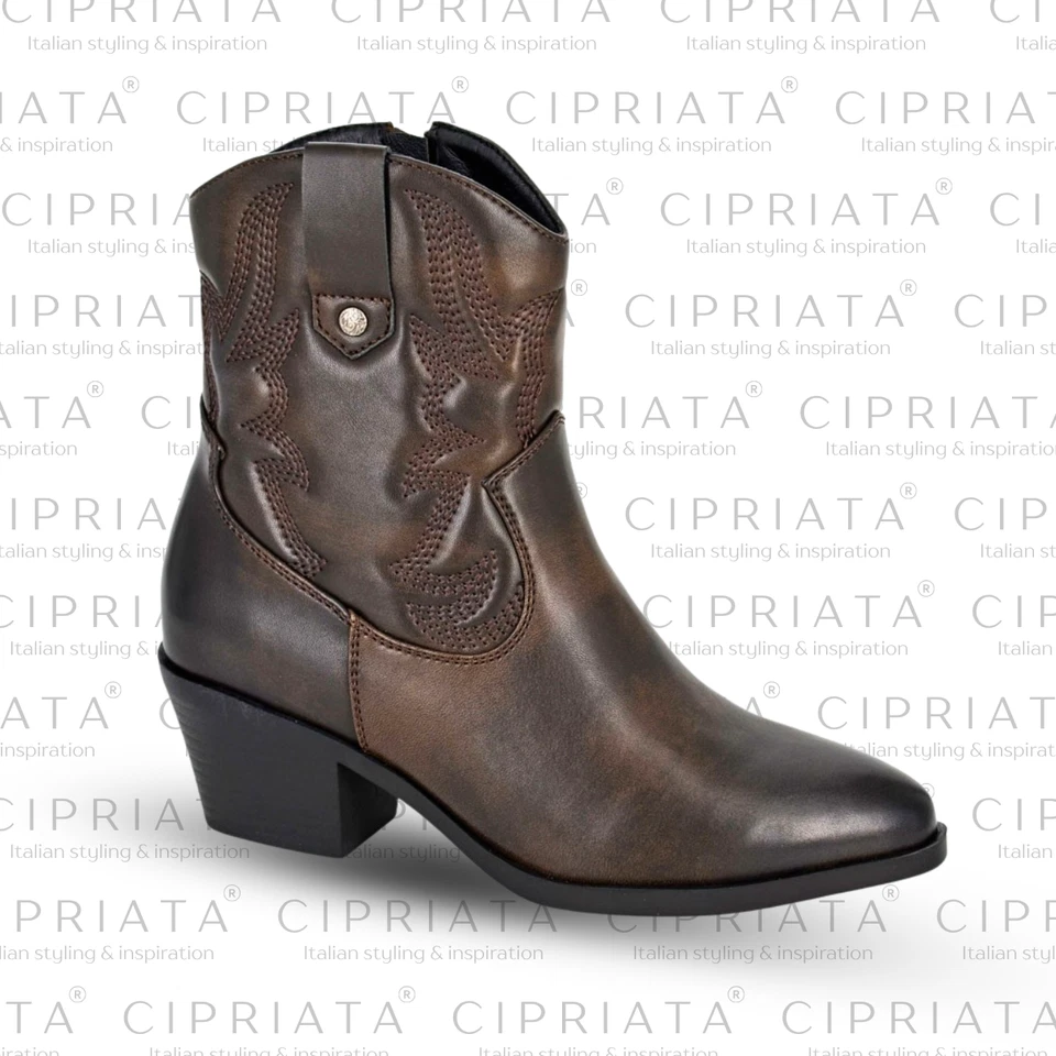 Womens Ankle Cowgirl Boots Cipriata Western Memory Foam Festival Country Girls - Image 2 of 4