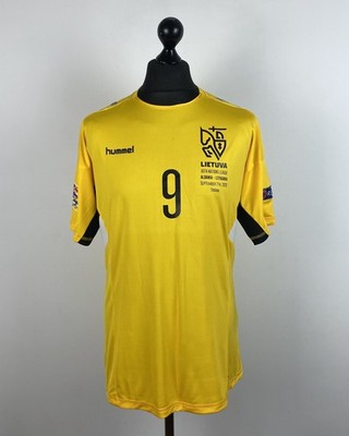 Litauen Nationalmannschaft Home Match Worn Fußball Trikot 2020 #9 Laukzemis