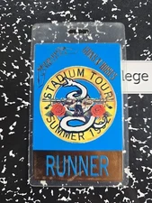 Vintage 1992 Guns N Roses GNR Metallica Backstage Pass Laminated Runner...