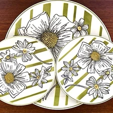 Mikasa Poppy Cera-Stone Platter Salad Plate Mikasa 3159 Mid Century Serving Set