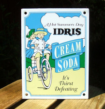 Enamel Sign IDRIS Cream Soda - Hot Summers Day - Original Rare Garnier 70s Sign