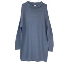 Melrose and Market Blue Ribbed Pullover Turtleneck Knit Sweater Dress Size S