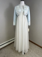 Vintage Jack Bryan Dupuis Chiffon Maxi Cocktail Dress w/ Bolero Sz 8 NOS w Tags