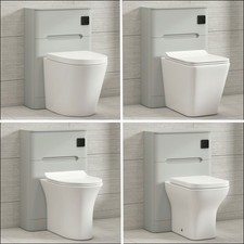 550mm BTW WC Toilet Concealed Cistern Rimless Pan Soft Close Seat Matt Dove Grey