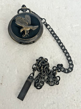 Eagle Pocket Watch Round Dial Gold Arabic Hours Easy to Read with Chain