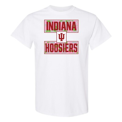 Indiana Hoosiers Hibiscus Pattern Blocks T Shirt - White