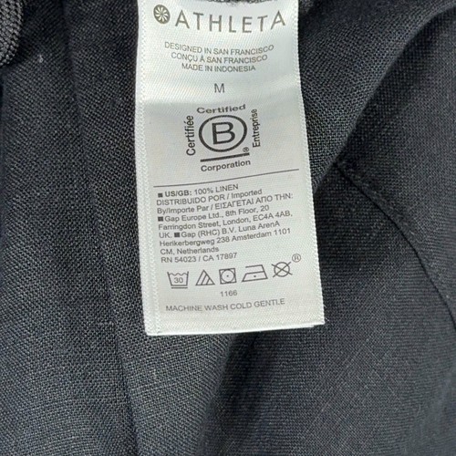 Athleta Retreat Linen Wide Leg Pants Women Medium Black High Rise drawstring - Picture 5 of 13