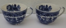 Vintage Blue Willow Transferware Cup Cups, Two, Occupied Japan