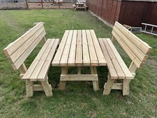 Heavy Duty Garden 4 Seater Table and Benches with Backs