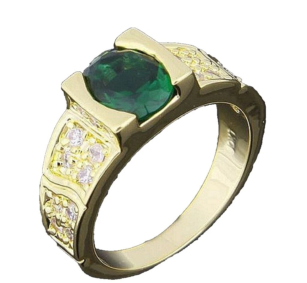 Banda de esmeralda Blanco Anillos de Moda enchapado en oro