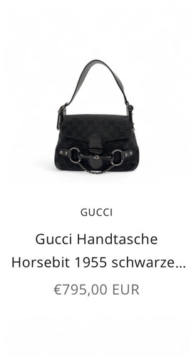 Gucci Horsebit 1955 Tasche Vintage Gucci Bag Schwarz Canvas Leder Logo Monogram - Bild 3 von 5