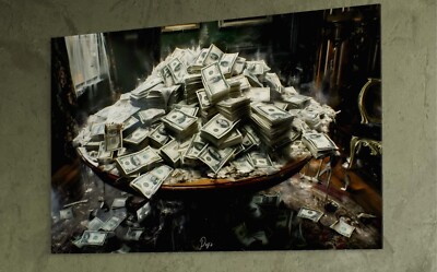 Geldberg Leinwand Bild Wandbild Geld Cash Börse Wall Street Money Pop-Art XXL